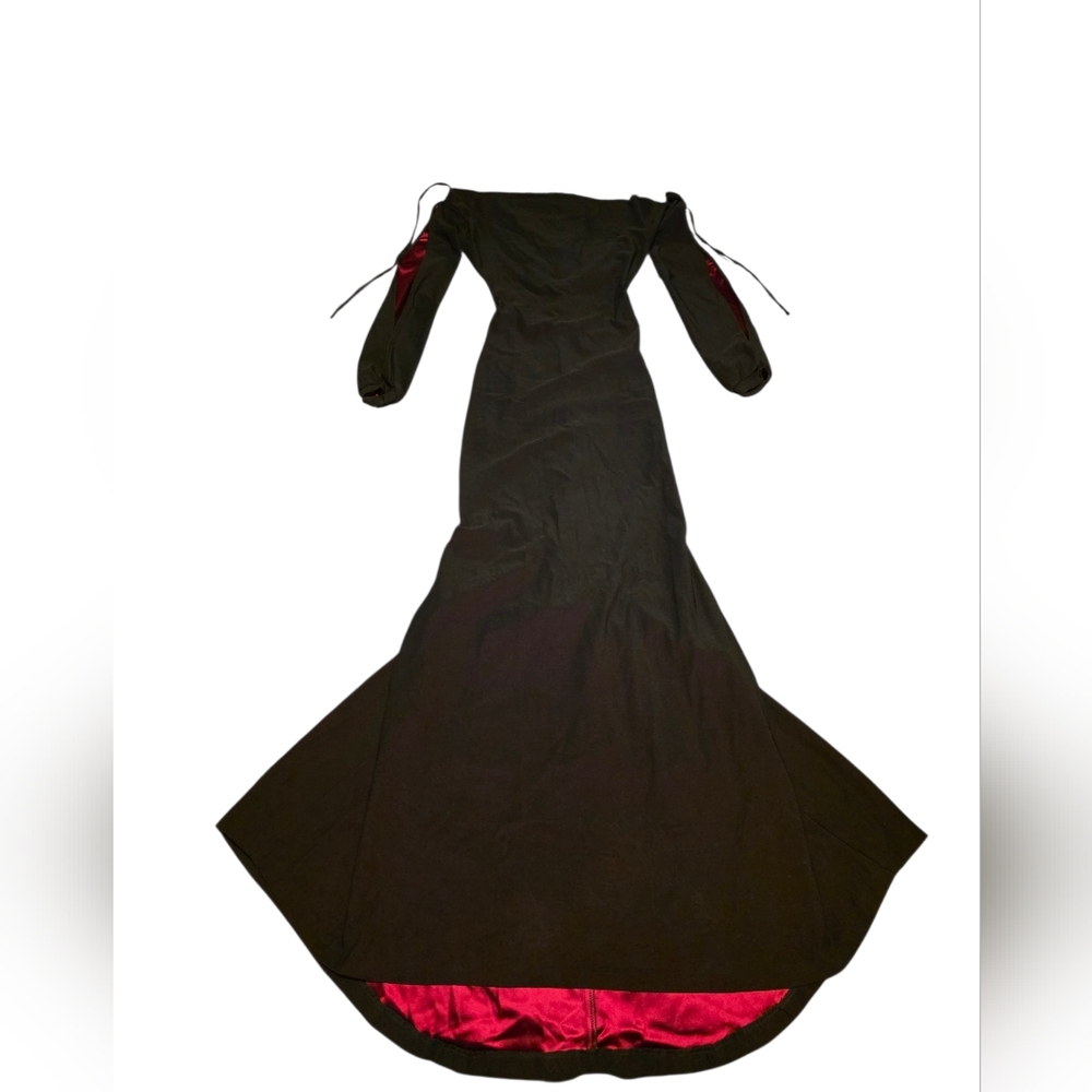 Dark Garden Custom Rosalind Off The Shoulder Gown In Limited Stretch Satin